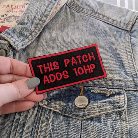 This Listing Is For ONE Black 10 HP Iron On Patch! Our patches are perfect for any pop culture lover! Add them to your jacket, your bag, your cosplay, anywhere you can use an iron! The Important Stuff: Dimensions: Approx 9.5cm x 5cm Backing: Iron On Fabric: Felt Thread: 100% Polyester Digitized & Embroidered By: The Craft Rebellion in Brisbane, Australia. The Production Stuff:  Due to the handmade nature of these items and that we make them to order, our production time can vary from 5 business Funny Patches, Silly Shirt, Felt Patch, Punk Patches, Battle Jacket, Iron On Fabric, Embroidered Applique, Iron On Patch, Denim Jackets