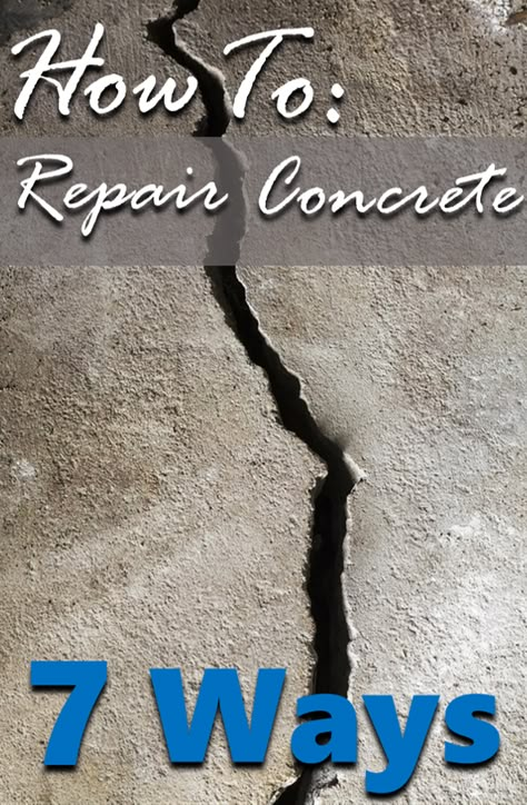 How to repair concrete 7 different ways. How To Repair Concrete Driveway, How To Repair Concrete Patio, Fixing Concrete Driveway, How To Fix Cement Cracks, How To Repair Cracks In Concrete, How To Fix Cracked Concrete Patio, Repair Concrete Patio, Diy Concrete Repair, How To Repair Cement Steps