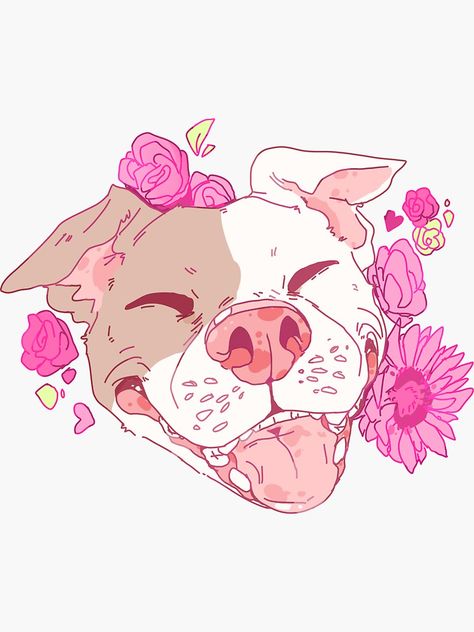 "peaches the pitbull" Sticker by aliensphynx | Redbubble Pitbull Wallpaper, Pitbull Drawing, Pitbull Art, Desenho Tattoo, Dog Drawing, Pitbull Terrier, A Drawing, Art Drawings Sketches, Animal Illustration