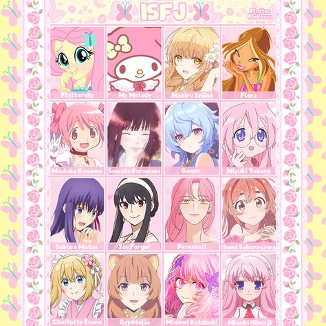 #isfj #anime #cartoons Isfj Anime Characters, Infj Anime Characters, Isfj Anime, Isfj Characters, Infj Characters, Isfj Personality, Infj Psychology, Fluttershy, Infj