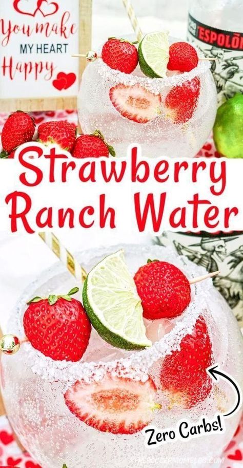 If you love tequila drinks, then you've got to try Strawberry Ranch Water from the Soccer Mom Blog! This sipper is light, fruity, and bubbly, with zero carbs! It is perfect to serve to at your next spring or summer cookout! Texas Ranch Water, Ranch Water Recipe, Festive Holiday Drinks, Ranch Water, Best Tequila, Tequila Drinks, Texas Ranch, Best Cocktail Recipes, Delicious Drink Recipes