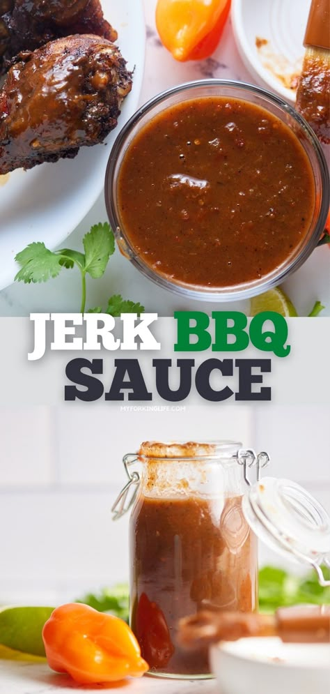 Carribean Jerk Sauce, Jerk Barbecue Sauce Recipe, Caribbean Bbq Recipes, Jerk Chicken Bbq Sauce, How To Make Jerk Sauce, Bbq Jerk Chicken Recipe, Jamaican Bbq Sauce, Jamaican Sauce Recipe, Jamaican Jerk Bbq Sauce Recipe