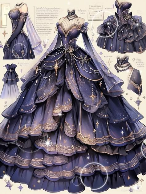 I love this dress!! If I have that on itwould make me feel like a princess. Comment if you agree🥰 Royalty Outfits, Fairy Core Dress, Royalty Dr, Dress Sketch, Dreamy Gowns, Dress Design Drawing, Clothing Design Sketches, Old Fashion Dresses, Fashion Drawing Dresses