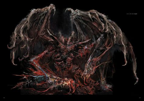 Dark Souls 3 Concept Art - Old Demon King Concept Art Demon Art Male, Horror Creatures, Soulsborne Art, Interesting Structures, Dark Souls Concept Art, Beast Design, Demon God, Demon Prince, Monster Board