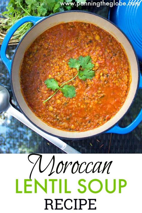 Soup With Chickpeas, Moroccan Lentil, Moroccan Lentil Soup, Moroccan Soup, Soup Ideas, Delicious Soups, Lebanese Food, Pot Dinners, Lentil Soup Recipes