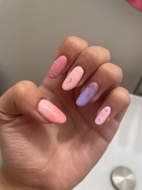 nails kpop txt yeonjun beomgyu soobin hueningkai huening kai taehyun nail art tomorrow x together tomorrow by together sunset moon stars nails Txt Inspired Nails, Txt Nails Designs, Nails Designs Easy, Txt Nails, Txt Blue Hour, Inspired Nails, The Concert, Copy Me, Blue Hour