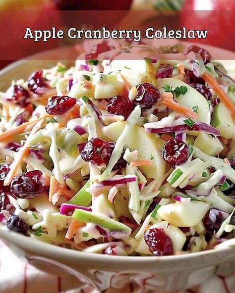 DAILY DIABETIC RECIPES | Apple Cranberry Coleslaw | Facebook Apple Cranberry Salad Recipe, Apple Cranberry Coleslaw, Cranberry Coleslaw, Apple Coleslaw Recipe, Cranberries Recipes, Tangy Coleslaw, Apple Coleslaw, Sweet Dressing, Apple Slaw