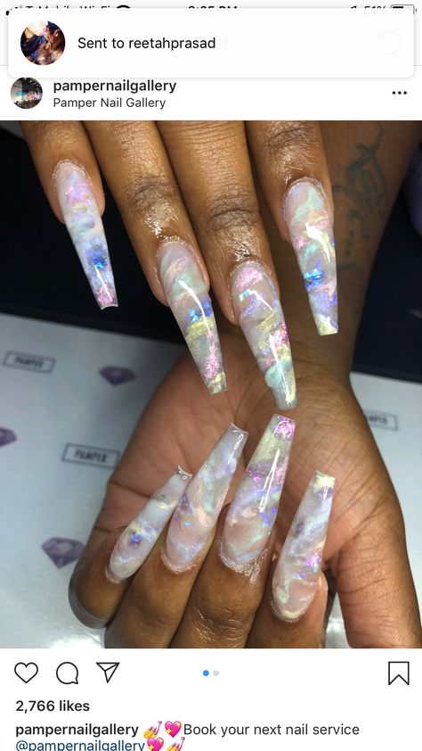 Nail Design Glitter, Opal Nails, Encapsulated Nails, Exotic Nails, Ballerina Nails, Pink Acrylic, Hot Nails, Fabulous Nails, Fire Nails