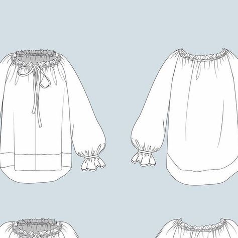 Melody on Instagram: "The Rue Blouse PDF pattern is now available 🤍 link to purchase is in my description. #rueblouse is a full and billowy blouse that features a scooped drawstring neckline and raglan style blouson sleeves. It has elasticated frill cuffs and is finished with a wide hem facing to give the blouse weight and flow. It has two sleeve length options - 3/4 or full length. The pattern is a multi size PDF including sizes 6-24. The sewing level is somewhere between beginner and intermediate but there is very detailed sketches and instructions for each step to put it together. Designed to be sewn up in light to mid weight fabrics- cotton, silk, linen, viscose. #rueblouse #pdfpattern #sewingpattern #gatheredblouse #blouse #blousepattern #indiepatterns #slowfashion #maker #sewing Blouse Sketch, Billowy Blouse, Detailed Sketches, Traditional Dresses Designs, Drawstring Neckline, Silk Linen, Dress Sewing, Loose Blouse, Liberty Fabric