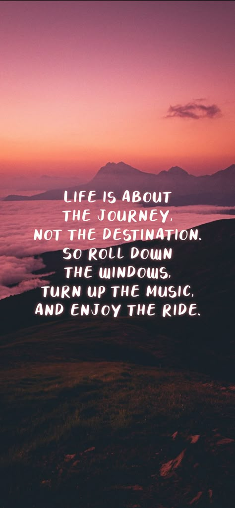 Life is about the journey, not the destination. So roll down the windows, turn up the music, and enjoy the ride. From the Motivation app: https://motivation.app Life Is About The Journey Not The Destination, Life Is A Journey Quote Enjoy The Ride, It’s About The Journey Not The Destination, Enjoy The Journey Not The Destination, Enjoying The Journey Quotes, Life Is A Journey Not A Destination, Destination Quotes The Journey, Enjoy The Ride Quotes, Life Is A Journey Enjoy The Ride