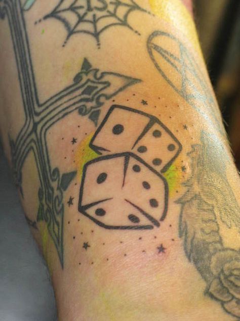 Just the dice, and not snake eyes (as IF!) Snake Eye Dice Tattoo, Snake Eyes Dice Tattoo, Dice Tattoo Ideas, Dice Tattoos, Cool Dice, Playing Card Tattoos, Dice Tattoo, Card Tattoo Designs, Mineral Wells