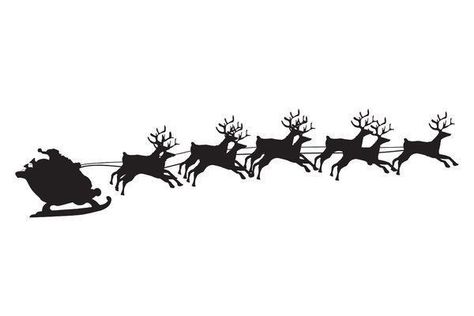 Santa Tracker, Flying Reindeer, Reindeer Svg, Reindeer Craft, Santa's Sleigh, Christmas Graphics, Black Silhouette, Santa Sleigh, Graphic Design Resources