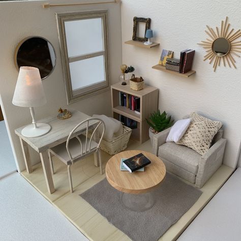 Interior Maquette, Diy Barbie House, Modern Dollhouse Furniture, Doll Furniture Diy, Diy Barbie Furniture, Doll House Plans, Mini Doll House, Cardboard House, Miniature Rooms