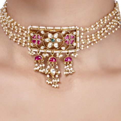 Indian Wedding Jewelry Sets, Simple Choker, Kundan Work, Antique Necklaces Design, Choker Necklace Designs, Modern Gold Jewelry, Jewelry Set Design, Antique Bridal Jewelry, Antique Jewelry Indian