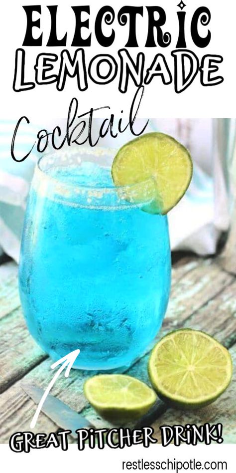 Cocktail Recipes With Lemonade, Blue Vodka Drinks, Blue Cocktail Drinks Recipes, Blue Cocktails Recipe, Blue Cocktails For A Crowd, Blue Beverages, Blue Vodka Cocktails, Curacao Cocktail, Blue Cacao Drinks Cocktail Recipes