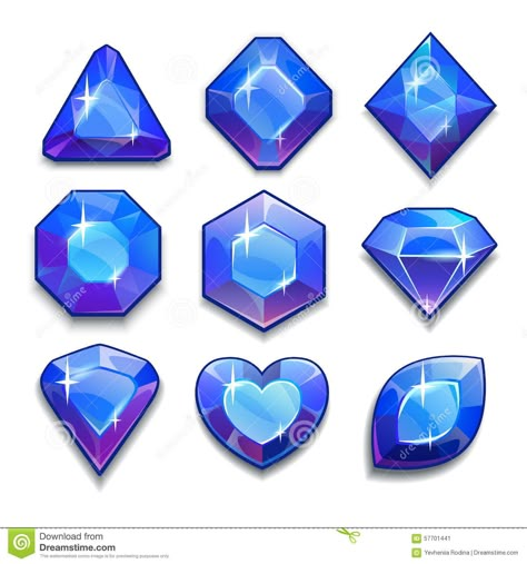 Illustration about Set of cartoon blue jewels with different shapes, isolated on the white background. Illustration of shiny, bright, heart - 57701441 Game Gem, Crystal Drawing, Game Ui Design, Mobile Art, Crystal Shapes, Digital Painting Tutorials, Free Vector Art, Different Shapes, Painting Tutorial