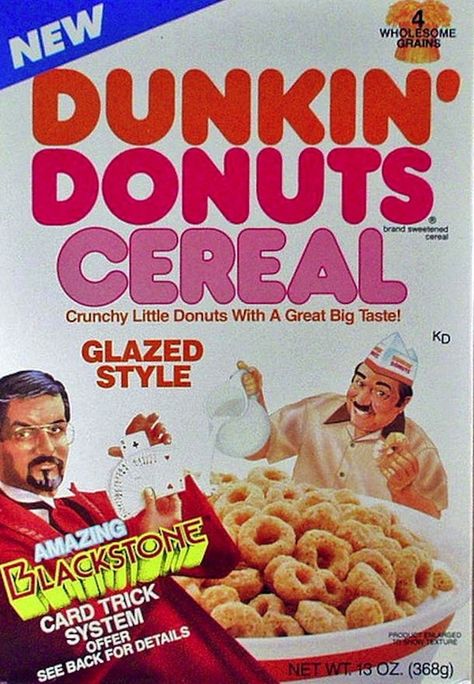 For future fatties: Dunkin’ Donuts Cereal | 25 Cereals From The '80s You Will Never Eat Again 80s Food, Cool Card Tricks, Kids Cereal, Cereal Brands, Vintage Packaging, Food Ads, Card Tricks, Retro Recipes, Breakfast Cereal