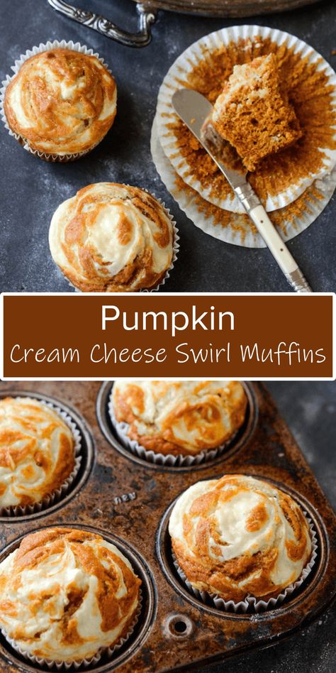 The BEST Pumpkin Cream Cheese Swirl Muffins Recipe - CUCINADEYUNG Pumpkin Cream Cheese Mini Muffins, Pumpkin Cheesecake Muffins Easy, Pumpkin Muffins Cream Cheese Frosting, Pumpkin Swirl Muffins, Pumpkin Cream Cheese Swirl Muffins, Cheesecake Muffin Recipes, Pumpkin Cream Cheese Swirl Muffins Recipe, Cream Cheese Pumpkin Muffins, Thanksgiving Muffins