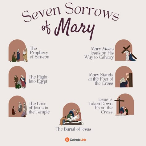 Seven Sorrows Of Mary, 7 Sorrows Of Mary, Sorrows Of Mary, Catholic Classroom, Holy Hour, Seven Sacraments, Hail Holy Queen, Liturgical Year, Catholic Beliefs