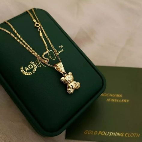 18karat pure gold Teddy bear necklace. Pendant 1.6grams Chain 20.6 inches length 2.2grams Gold Teddy Bear, Teddy Bear Necklace, Girly Coquette, Stay Golden, Bear Necklace, Luxury Necklace, Gold Necklace Set, Classy Jewelry, Ornament Ideas