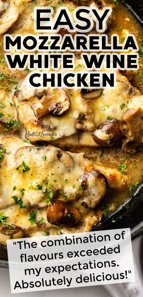 Skillet Chicken Thighs With White Wine Butter Sauce, White Wine Chicken Instant Pot, Low Carb Recipes For Two People, Mozzarella Mushroom White Wine Chicken, Chicken And Mushrooms In A Garlic White Wine Sauce, Chicken Wine Recipes, White Wine Baked Chicken, White Wine Marinade Chicken, Recipes With White Wine Cooking