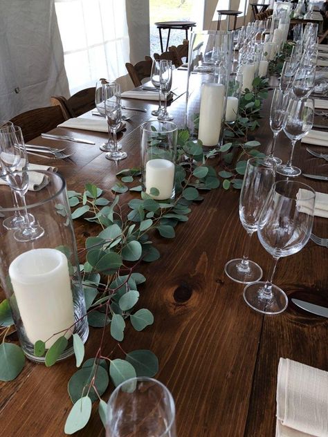 Candles Table Setting, Candle Table Setting, Candle Table Runner, Fake Eucalyptus, Eucalyptus Centerpiece, Table Garland, Candle Table Decorations, Kingston Ny, Willow Leaf