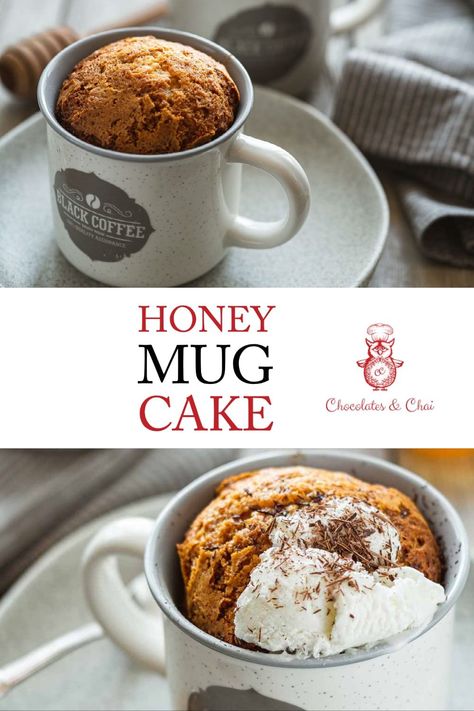 This sweet, gooey Honey Mug Cake recipe comes together using a few pantry staples and a microwave. Seriously...all you need is 5 minutes to make honey cake in a mug! Honey Mug Cake, Cake In A Mug, Gooey Cake, Chocolate Deserts, Mug Cake Recipe, Microwave Cake, Mug Cakes, Honey Cake, Desserts For A Crowd