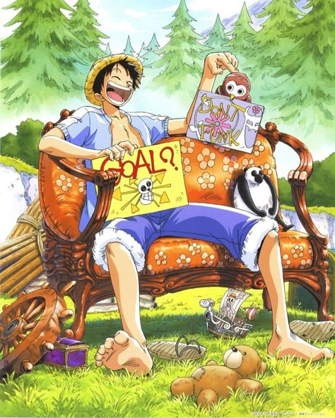 Luffy Official Art, Luffy Sitting, Drawing Of Luffy, One Piece Pre Timeskip, Zoro One Piece, King A, One Piece Pictures, Monkey D Luffy, One Piece Manga