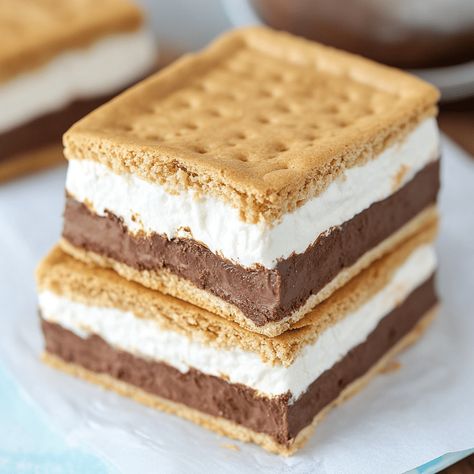 Easy Frozen Smores, Marshmallow Hershey Graham Cracker, Homemade S’mores Blizzard, Frozen S’mores, S’mores Bars Recipe Golden Grahams, Frozen Smores, Dairy Free Pudding, Homemade Marshmallow Fluff, Apple Fritter Bread