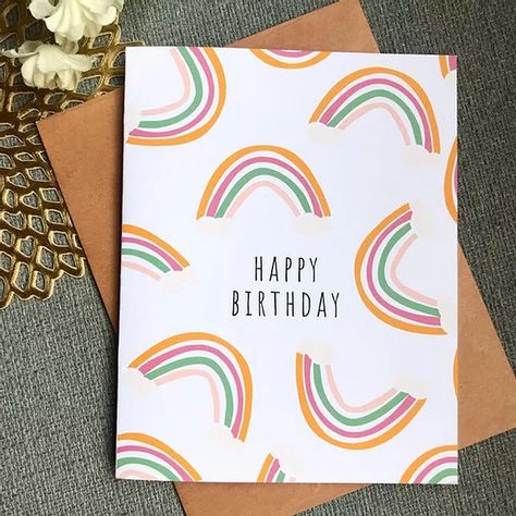 Rainbow Birthday Card, Baby Birthday Card, Card For Birthday, Happy Birthday Cards Diy, Creative Birthday Cards, Anniversaire Diy, Moments Of Life, Birthday Card Drawing, Homemade Birthday Cards