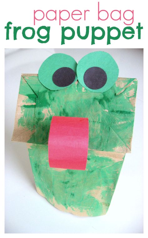 Paper Bag Frog Craft - No Time For Flash Cards Frog Theme Preschool, Animal Paper Craft, Pond Life Theme, Frogs Preschool, Pond Crafts, Paper Craft Ideas For Kids, Frog Puppet, Frog Craft, Spring Preschool Activities