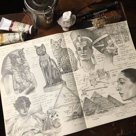 Pencil Sketchbook, Travel Art Journal, Ancient Egypt Art, Academic Art, Sketchbook Drawings, Egypt Art, Art Diary, Anatomy Art, Book Art Drawings