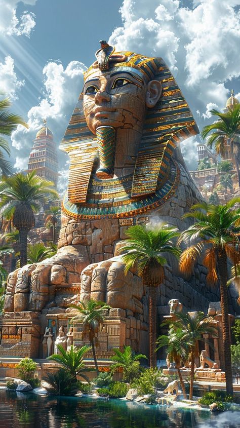 Egyptian Wallpaper, Egyptian Landscape, Egypt Wallpaper, Ancient Egyptian Cities, Starověký Egypt, Egypt Pyramids, Egypt Concept Art, Pyramids Egypt, Luxor Temple