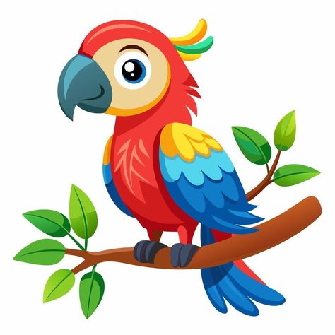 cartoon parrot sitting on a branch Parrot Clipart, Cartoon Parrot, Parrot Cartoon, The Cartoon, Heart Tree, Cityscape Photos, Logo Banners, Nature Backgrounds, Heart With Arrow