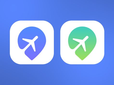 Great use of negative space to incorporate 2 subjects into one: an airplane and a map icon symbol to represent traveling. It's easily understandable what this app icon is for, and the scaleability would work well since it's such a simply design. Launcher Icon, Map Icon, Icon Inspiration, Mobile App Icon, Location Pin, App Concept, Icon Design Inspiration, Map Icons, Travel Icon