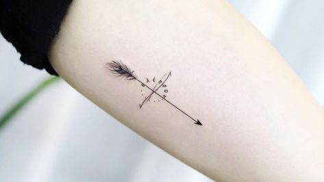 An arrow tattoo can be a very simple design or a more elaborate one incorporating multiple elements, but either way, it is a very powerful symbol. Arrow Meaning Symbols, Strength Arrow Tattoo, Faith Arrow Tattoo, Women Power Symbol, An Arrow Tattoo, Infinity Arrow Tattoo, Archery Tattoo, Siblings Tattoo, Simple Arrow Tattoo