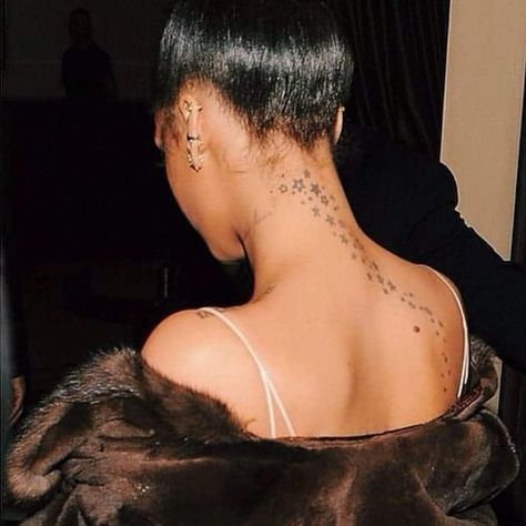 Star Tattoos, saved tattoo, 7 Rihanna Neck Tattoo, Rihanna Star Tattoo, Clouds And Stars Tattoo, Star Face Tattoo, Rihanna Tattoo, Tattoos Neck, Small Star Tattoos, Simple Tattoos For Women, Saved Tattoo