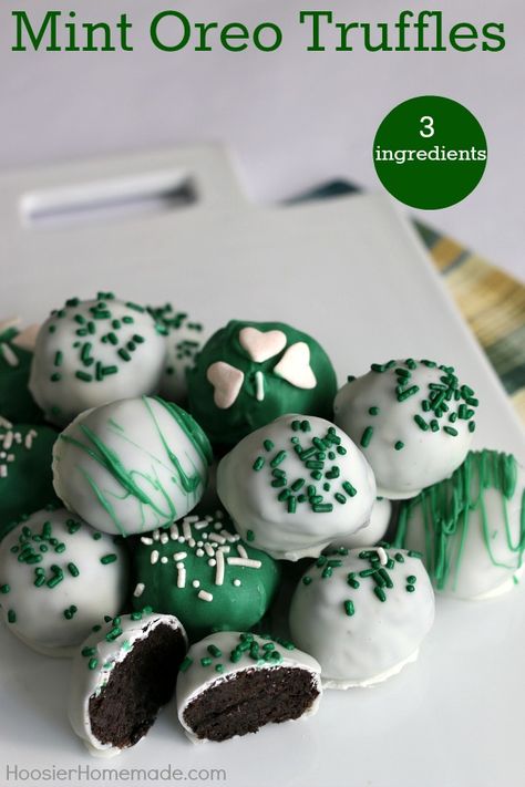 15 Delightful St. Patrick's Day Treats - Classy Clutter St Patricks Desserts, Mint Oreo Truffles, St Patrick's Day Treats, St Patricks Food, St Patrick Day Snacks, Irish Desserts, St Patrick's Day Cookies, St Patrick Day Treats, Mint Oreo