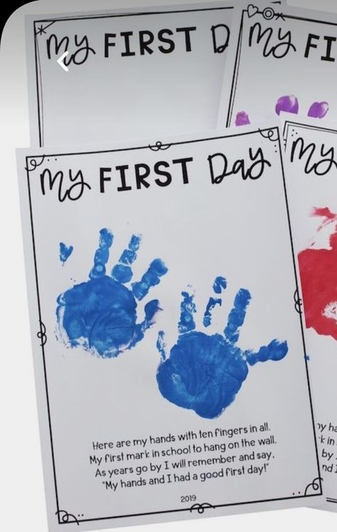 First Day Handprint, Preschool First Week, Handprint Poem, Preschool First Day, Top Teacher, First Day Activities, All About Me Preschool, Prek Classroom, Welcome To School