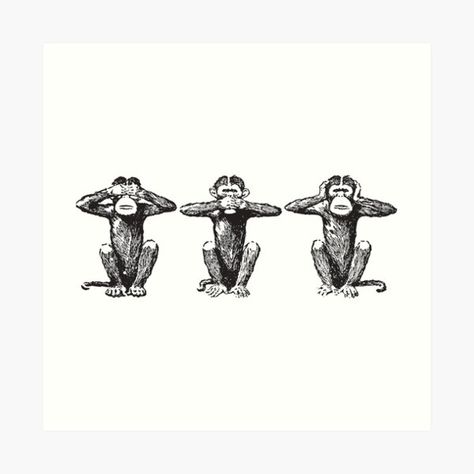 "Three Wise Monkeys" Art Print for Sale by FanekShop | Redbubble Three Monkeys, Three Wise Monkeys, Wise Monkeys, Hear No Evil, Speak No Evil, Animal Art Prints, Monkey Art, See No Evil, Jack And Jill