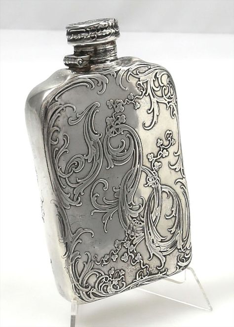 Antique Flask, Silver Flask, Vintage Flask, Flask Design, Beautiful Perfume, Chunky Jewelry, Hip Flask, Cool Gadgets To Buy, Silver Jewelry Rings