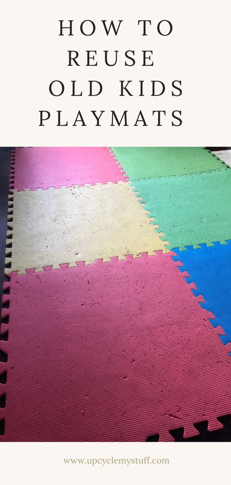 A fun way to repurpose kids play-mats to update your home decor on a budget.  Make a DIY rag rug from baby or kids play mats and old sweaters!  Step by step tutorial. Foam Puzzle Mat Ideas, Diy Washable Rug, Diy Rugs Easy Large, Playmat Diy, Diy Playmat, Rug Upcycle, No Sew Rag Rug, French Chic Paint, Diy Rug Tutorial