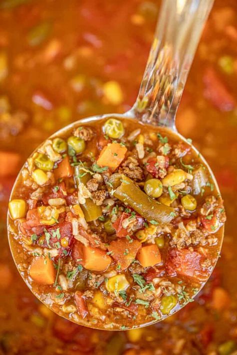 Taco Vegetable Soup – comfort food at its best! Ground beef, taco seasoning, Rotel, mixed vegetables, beef broth, and brown rice – ready in under 30 minutes. Leftovers are great for lunch and it freezes well. My husband gobbled this up! I’ve already made it 3 times this month! Serve with some cornbread and dinner is done! #soup #vegetables #taco #tacosoup #rice Plain Chicken Recipe, Bbq Meatball Recipe, Mexican Vegetables, Soup Comfort, Southern Cornbread Recipe, Beef Taco Seasoning, Vegetable Tacos, Taco Dishes, Ground Beef Taco Seasoning