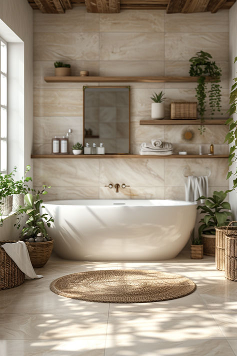 modern organic bathroom, neutral bathroom, bathroom design, bathroom inspiration Organic Bathroom Design, Modern Organic Bathroom, Organic Modern Bathroom, Organic Bathroom, Natural Bathroom, Bathroom Inspiration Modern, Modern Luxury Bedroom, Modern Bathrooms, 아파트 인테리어