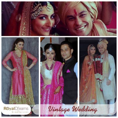 Here is Soha Ali Khan's vintage wedding theme.  We at Royal Dreams, help you make your wedding unforgettable.  #royaldreams #trishnasavai #luxury #RoyalWedding #bride #checklist #inspiration #sohaalikhan #kunalkhemu Bride Checklist, Soha Ali Khan, Vintage Wedding Theme, Royal Wedding, Wedding Theme, Vintage Wedding, Make Your, Saree, Make It Yourself