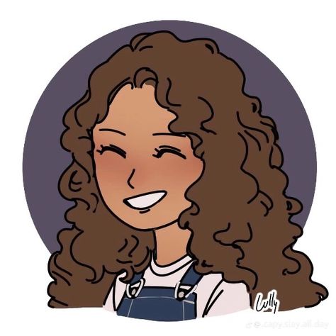 Curly Hair Profile Picture Cartoon, Cartoon Profile Pics Curly Hair, Cartoon Curly Hair, Curly Hair Pfp Cartoon, Cartoon Drawings Easy, Curly Hair Anime, Curly Hair Cartoon, Images Emoji, Drawing Girls