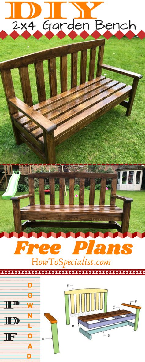 Bench Made Out Of Pallets, Diy Wood Bench Outdoor Garden, Wood Outdoor Bench Diy, How To Build A Garden Bench, Free Bench Plans Easy Diy, Diy Wooden Benches Outdoors With Back, Yard Benches Outdoor Seating, Free Bench Plans, Diy Memorial Bench Outdoor