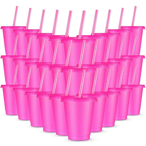 PRICES MAY VARY. Glitter Kids Reusable Cups with Lids and Straws: what you will receive are 30 pieces of glitter plastic reusable cups with lids and straws in hot pink color, which are practical accessories to meet your daily use and replacement needs Reassuring Quality: glitter plastic tumblers with lids are made of quality plastic, and decorated with many shiny sequins on the surface, sturdy and reliable, easy to clean, not easy to deform or fade, offering you long time application Proper Size Juice Party, Barbie Pool Party, Cups With Lids And Straws, Iced Coffee Tumbler, Barbie Theme Party, Flamingo Birthday Party, Barbie Birthday Party, Barbie Theme, Cat Birthday Party