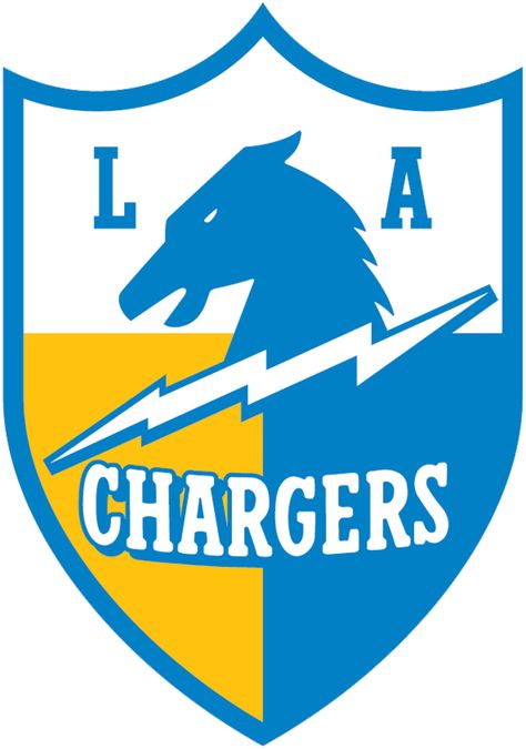 Los Angeles Chargers Logo Alternate Logo (2018-2019) - Los Angeles Chargers secondary shield logo, inspired by original LA Chargers logos from 1960 SportsLogos.Net La Chargers Logo, Nfl Helmets, Los Angeles Chargers Logo, Chargers Logo, La Chargers, Football Team Logo, American Football League, Logo Search, Football Team Logos