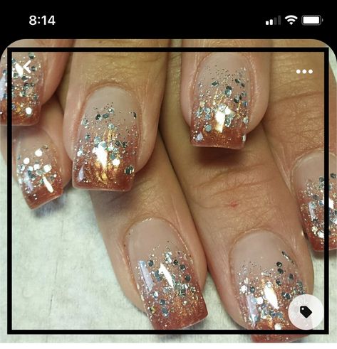 Fall Ambra Nails, Fall Glitter French Tip Nails, Fall Sparkle Nails Glitter, Fall Glitter Nail Designs, Thanksgiving Nail Ideas Acrylic, Fall French Nail Designs, Glitter Fall Nails, Fall Nails Glitter, Fall Glitter Nails